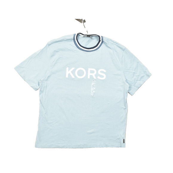 Michael Kors Men's Blue KORS Logo Oversized Fit Cotton T-Shirt Size L NEW - Picture 1 of 8